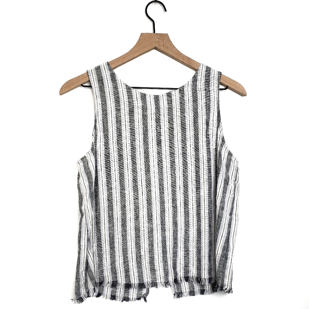 Drew Anthropologie Striped Raw Hem Top
